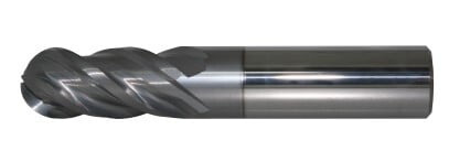 Standard Performance AlTiN Coated Solid Carbide 4 Flute Ball Nose End Mill (05000.06250.R04.R02500.) Standard Performance AlTiN Coated Solid Carbide 4 Flute Ball Nose End Mill (05000.06250.R04.R02500.)