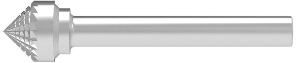 SOLID CARBIDE BURR, CROSS-PITCHED CONE SHAPED